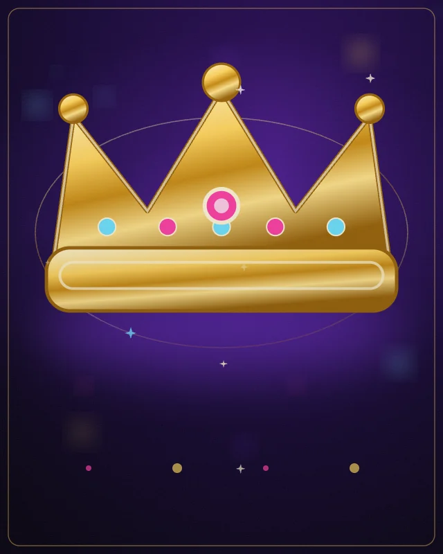 Mahkota emas berjewel di atas panggung ungu zk7.